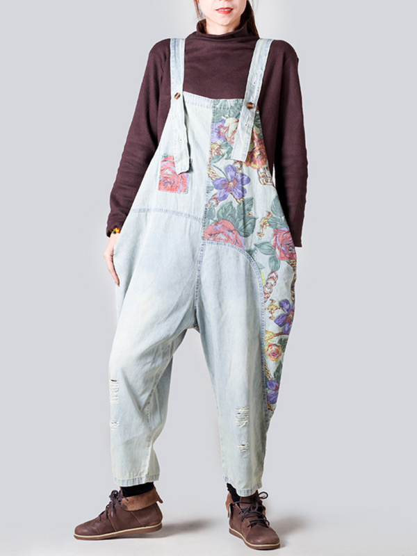 Floral Wide Legs Overalls Dungarees
Floral Printed Women Dungarees