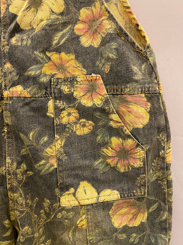 Floral Cotton Overalls Dungarees