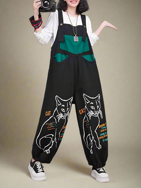 Meow Magic Overall Dungaree Boho Women Dungarees