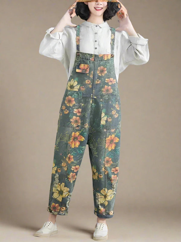 Floral Cotton Overalls Dungarees
Printed Denim Women Dungarees