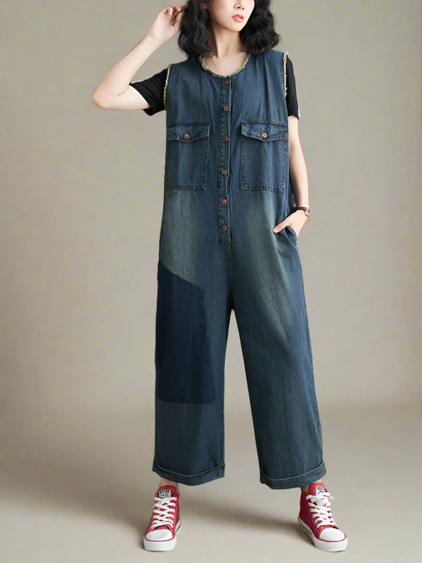 Temperament Oversize Overalls Dungarees Vintage Women Overalls Dungarees