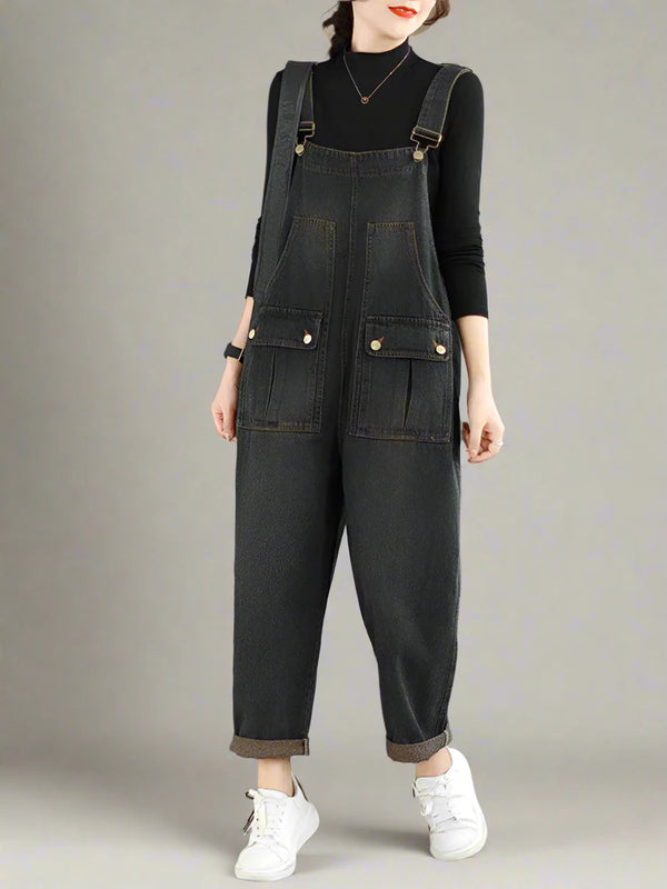 Casual Distressed Denim Overalls Dungarees Vintage Women Denim Overalls Dungarees