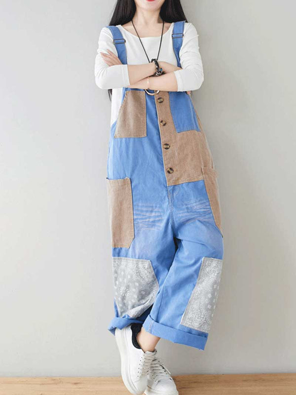 Contrasting Patchwork Overalls Dungarees
Denim Women Dungarees