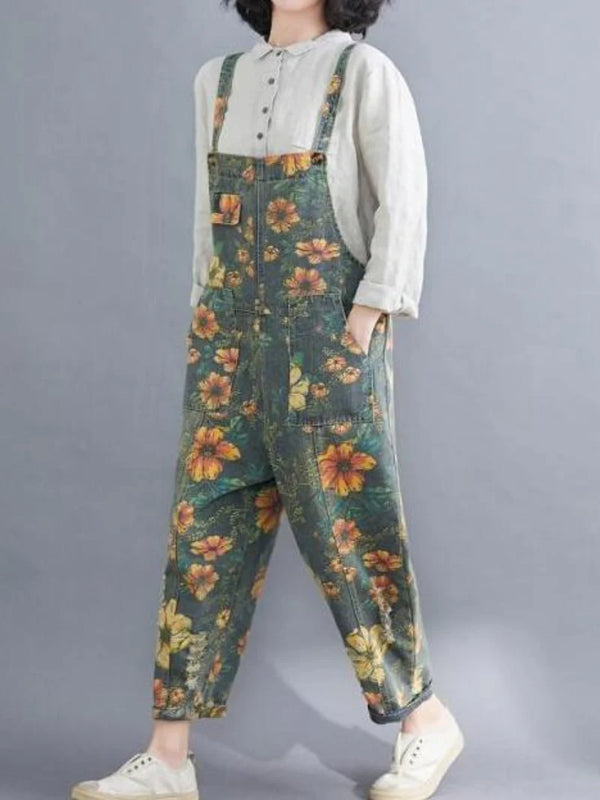 Floral Cotton Overalls Dungarees
Printed Denim Women Dungarees