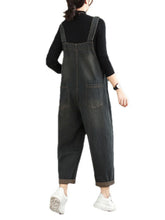 Casual Distressed Denim Overalls Dungarees