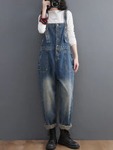 Artistic Retro Overalls Dungarees Vintage Women Denim Overalls Dungarees