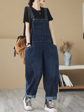 Artistic Multi Pockets Overalls Dungarees Vintage Women Denim Overalls Dungarees