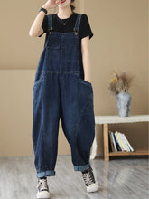 Artistic Multi Pockets Overalls Dungarees Vintage Women Denim Overalls Dungarees