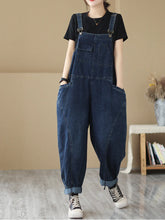 Artistic Multi Pockets Overalls Dungarees Vintage Women Denim Overalls Dungarees