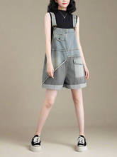 Casual Contrasting Short Overalls Dungarees Women Denim Short Dungarees