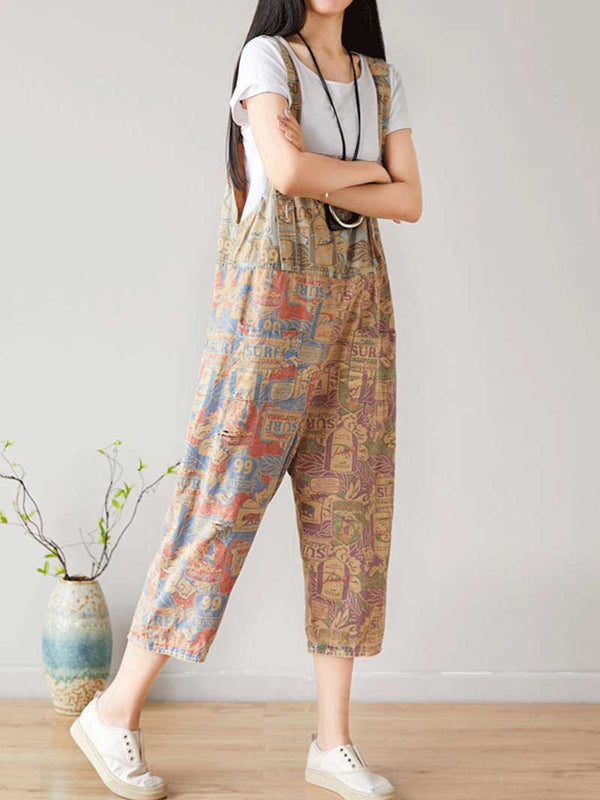 Cropped Vintage Overalls Dungarees
Printed Denim Women Dungarees