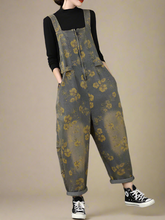 Retro Floral Printed Overalls Dungarees Denim Women Dungarees