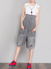 Simple Ripped Short Overalls Dungarees Women Short Dungarees