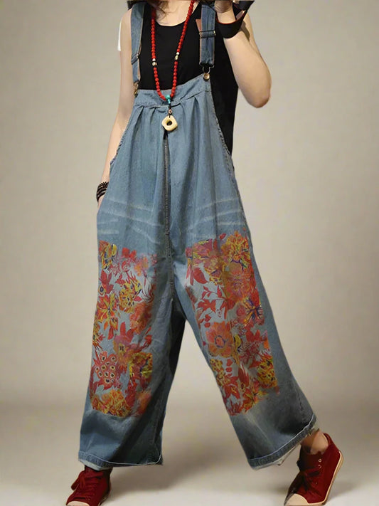 Printed Vintage Overalls Dungarees