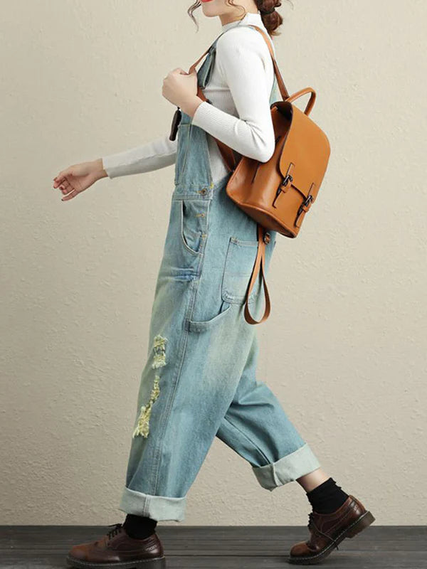 Loose Bib Denim Overalls Dungarees Vintage Women Overalls Dungarees