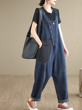 Contrast Literary Overalls Dungarees Vintage Women Denim Overalls Dungarees