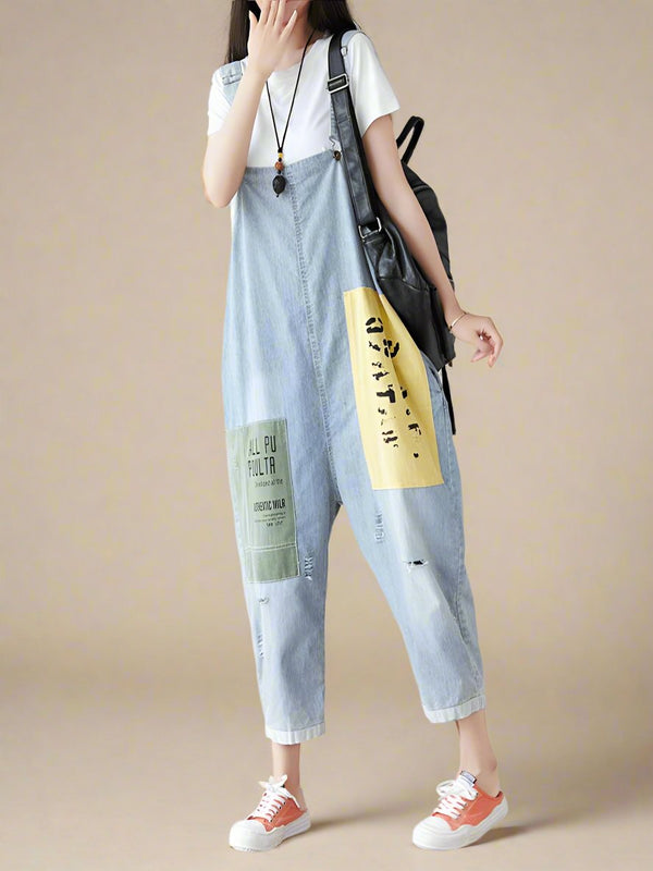 Painted Denim Overalls Dungarees Denim Women Dungarees