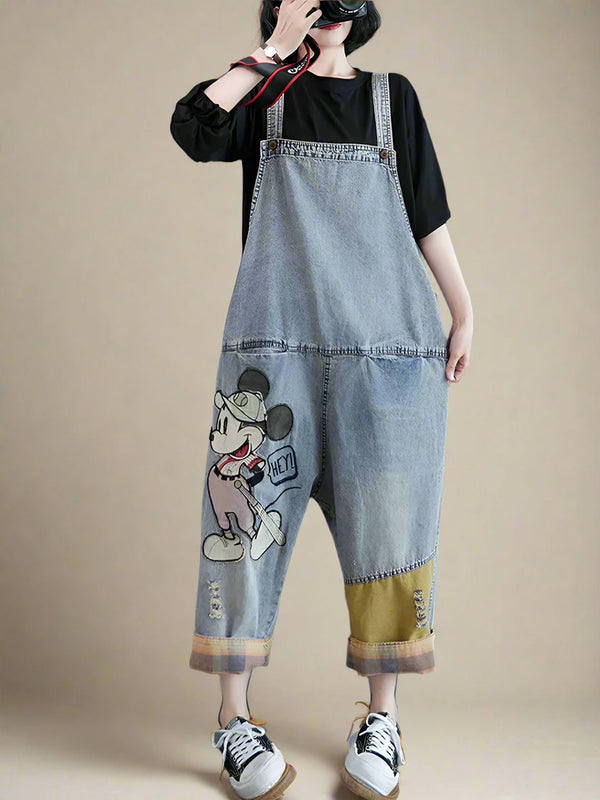 Embroidered Cartoon Vintage Overalls Dungarees
Denim Women Dungarees