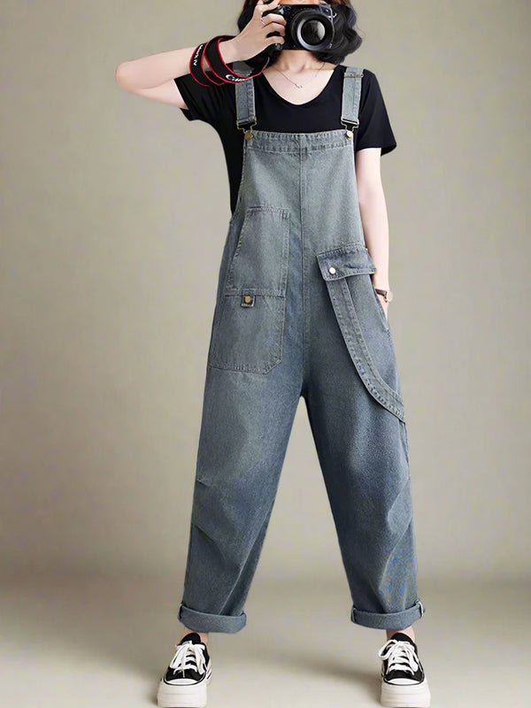 Loose Artistic Denim Overalls Dungarees Denim Women Dungarees