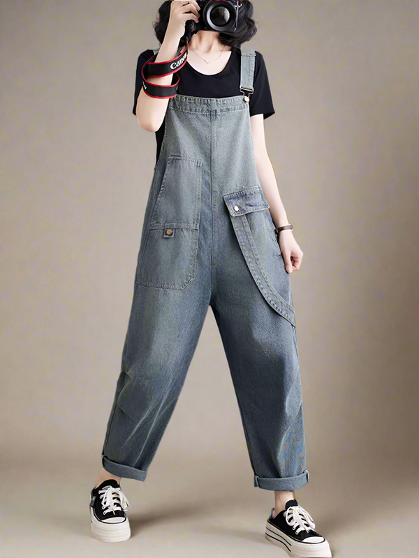 Loose Artistic Denim Overalls Dungarees Denim Women Dungarees