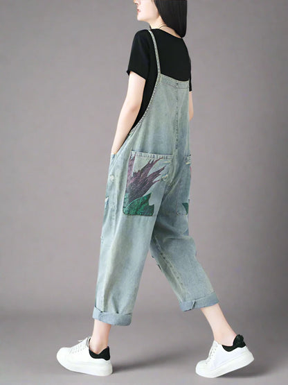 Floral Printed Party Overalls Dungarees