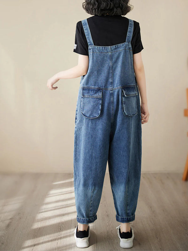 High Waist Denim Overall Dungarees Vintage Women Denim Overalls Dungarees