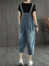 Denim Ripped Cropped Overalls Dungarees Vintage Women Denim Overalls Dungarees