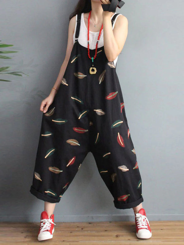 Feather Print Overalls Dungarees
Printed Women Dungarees