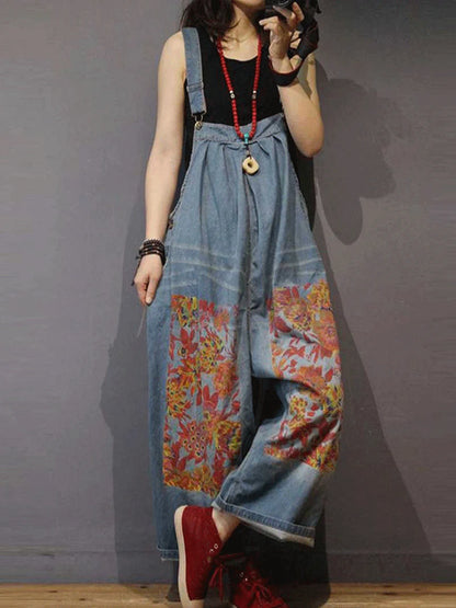 Printed Vintage Overalls Dungarees