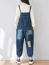 Patched Denim Overalls Dungarees Vintage Women Overalls Dungarees