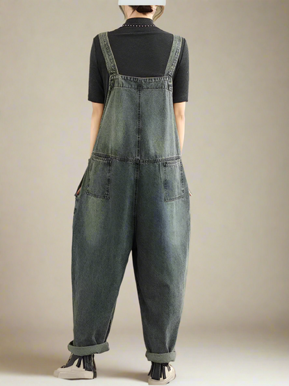 Casual Patchwork Overalls Dungarees