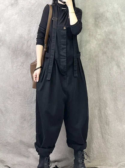 Asymmetrical Denim Overalls Dungarees