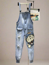 Cartoon Embroidered Overalls Dungarees
Denim Women Dungarees