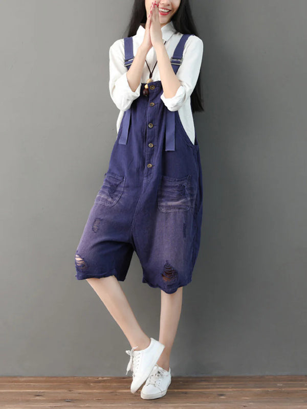 Loose Cotton Short Overalls Dungarees Women Short Dungarees