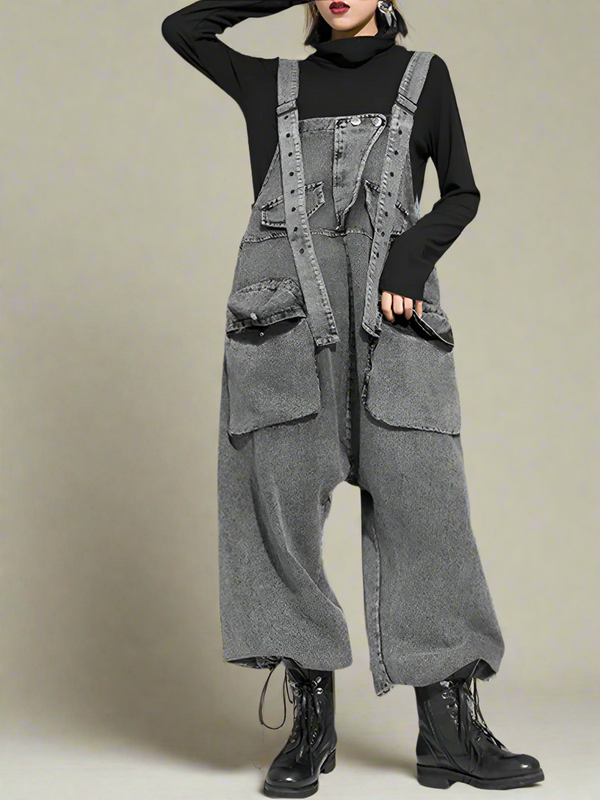 Street Punk Style Vintage Overalls Dungarees,Women Overalls Dungarees