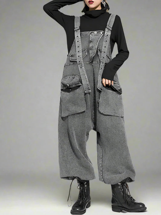 Holiday-Inspired High-Waist Overalls Dungarees