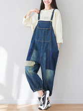 Patched Denim Overalls Dungarees Vintage Women Overalls Dungarees