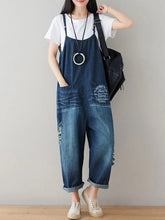 Scratched Bib Overalls Dungarees Denim Women Dungarees