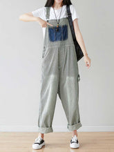 Vertical Stripped Baggy Overalls Dungarees,Women Overalls Dungarees