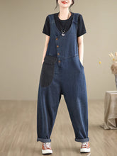 Contrast Literary Overalls Dungarees Vintage Women Denim Overalls Dungarees