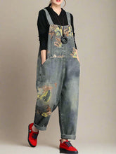 Loose Retro Printing Overalls Dungarees,Women Overalls Dungarees