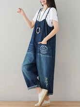 Scratched Bib Overalls Dungarees Denim Women Dungarees