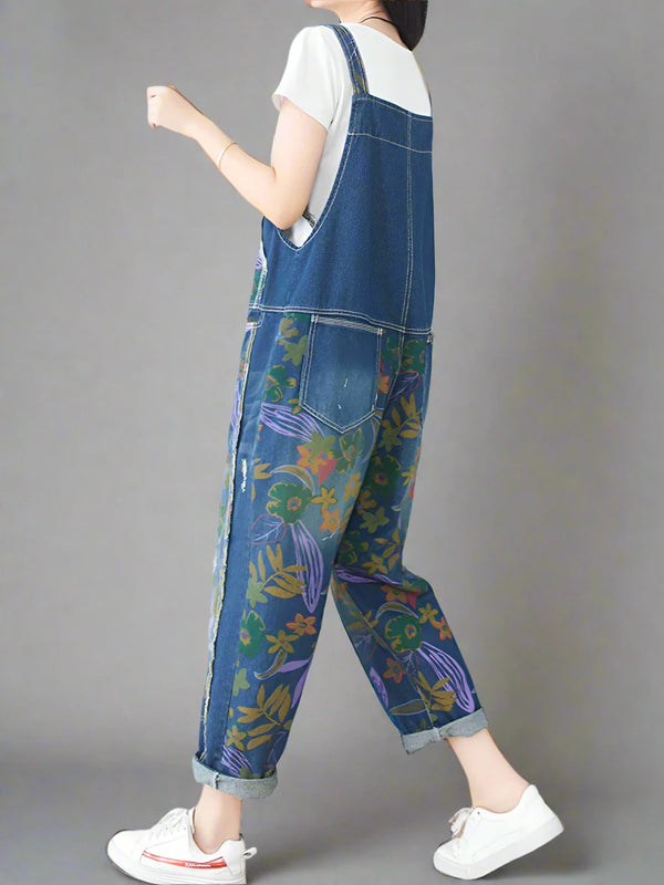 Cowboy Printed Denim Overalls Dungarees
Floral Women Dungarees