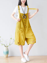 Loose Cotton Short Overalls Dungarees Women Short Dungarees