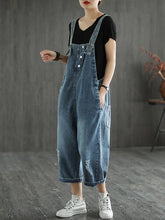 Denim Ripped Cropped Overalls Dungarees Vintage Women Denim Overalls Dungarees