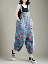 Floral High Waist Overalls Dungarees Denim Women Dungarees