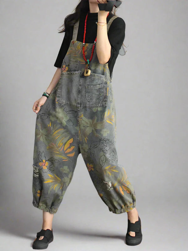 Floral Print Streetwear Overalls Dungarees
Denim Floral Printed Women Dungarees