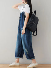 Scratched Bib Overalls Dungarees Denim Women Dungarees