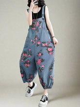 Floral High Waist Overalls Dungarees Denim Women Dungarees