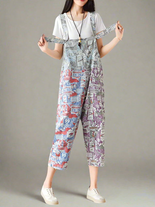 Cropped Vintage Overalls Dungarees
Printed Denim Women Dungarees